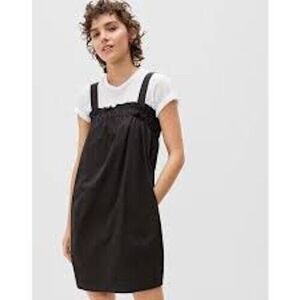 Everlane The Paperbag Dress XS‎ Ruffle Apron Pockets Organic Cotton 90s Preppy